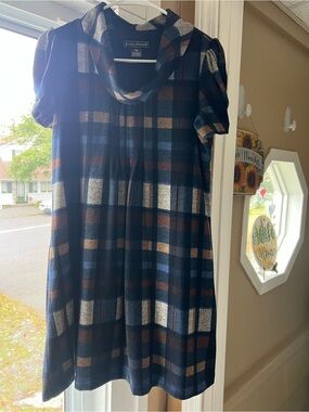 Jessica Howard Navy, Brown & Cream Plaid Midi Dress